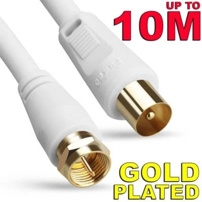 $19.75 • Buy TV Antenna Cable PAL Male To F-Type Flylead Aerial Cord Coax Lead 1m 3m 5m 10m