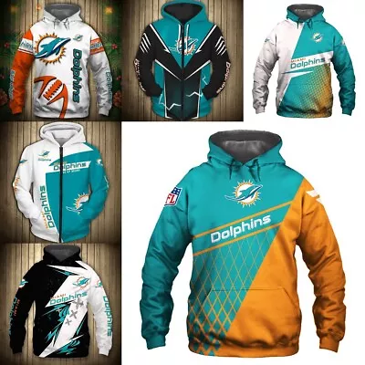 Miami Dolphins Adult Casual Hoodie Long Sleeve Loose Pocket Fashion Sweater • $30