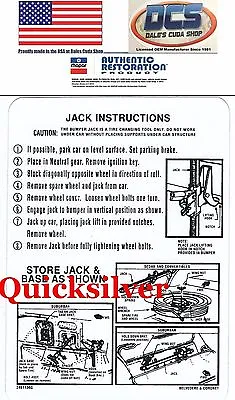 1966 Satellite Charger Coronet Jacking Instructions Trunk Lid Late Prod Decal  • $6.95