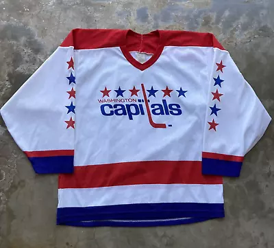 Vintage CCM Washington Capitals NHL Hockey Jersey Man M/L Fit White • $49.99