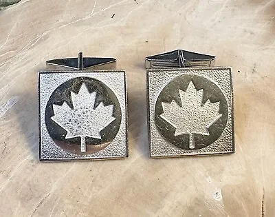 Vintage Canadian Maple Leaf 25 Sterling Silver Cuff Links • $55