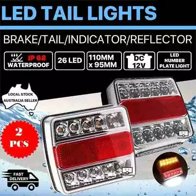 Waterproof LED Stop Tail Lights Kit Submersible Boat Truck Caravan Trailer Light • $27.49