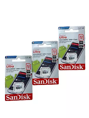 SanDisk Ultra 32 GB Micro SD Class 10 100MB/s MicroSDHC Memory Card (3 Pack) • $11.99