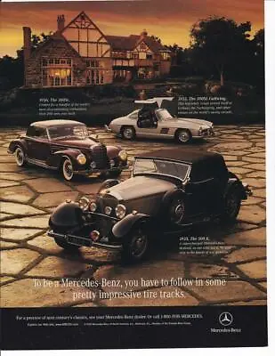 1998 Mercedes-Benz Print-Ad / Great Art/ 1956 300G/ 300SL Gullwing/ 1935 500K • $9.95