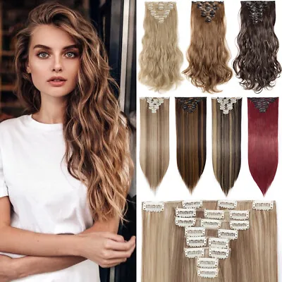 Balayage Clip In 100% Thick As Real Human Hair Extensions Natural Fake Hair 8pcs • £15.80