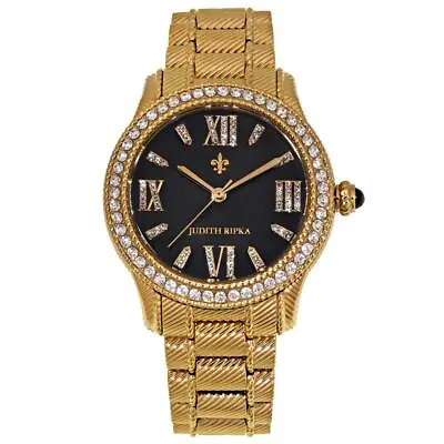 Judith Ripka Onyx And Diamonique Morgan Bracelet Goldtone Watch. 8  • $169.99