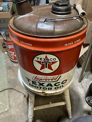 Vintage Improved Texaco Motor Oil 5 Gallon Tin Can • $181.50