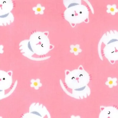 Polycotton Fabric Quality Craft Material Metre Fat Quarter Children Cats Pink • £2.70