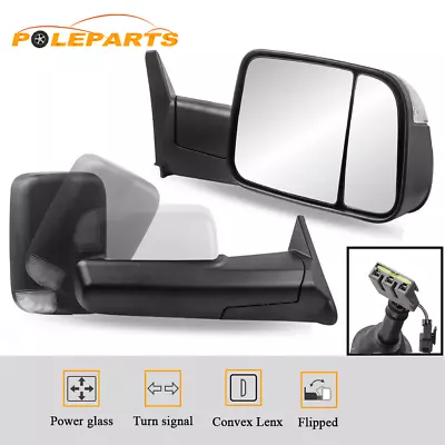 2X Manual Flip Up Power Glass Tow Mirrors For 1994-1997 Dodge Ram 1500 2500 3500 • $125.89