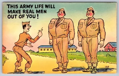 This Army Life Will Make Real Men Out Of You 1954 Comic Military Humor Postcard • $1.49