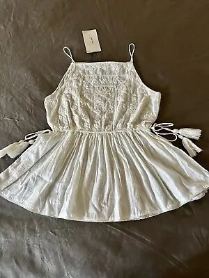 $14.99 • Buy ZARA Basic Top White Embroidered Sheer Sz XS NWT