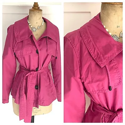 M&S Size 10 Fuschia Pink Short Trench Coat With Belt 100% Cotton • $12.42