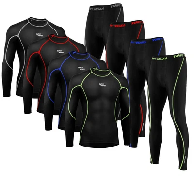 £10.99 • Buy Mens Boys Body Armour Compression Base Layer Thermal Shirt Top Leggings Skin Set