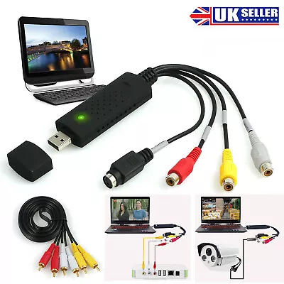 USB 2.0 VHS Tapes Tape To DVD VCR Audio Video Converter Capture Card Adapter PC • £9.99