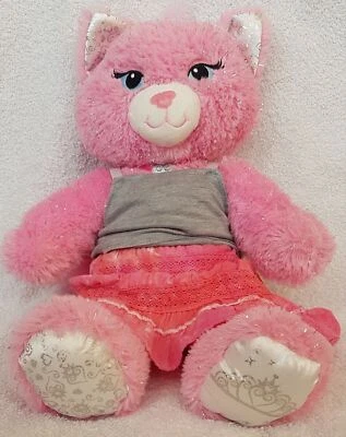 £6.99 • Buy Build A Bear Cat Pink Princess Silver Sparkles Sparkly With Cat Meow Sound