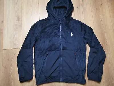 Polo Ralph Lauren Sherpa Fleece Jacket Hoodie Full Zip Coat Navy Blue Xl • £119.99