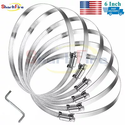 6 Inch Pipe Clamp Heavy Duty Stainless Steel Hose Clip Car Fuel Hose Worm Drive • $13.30