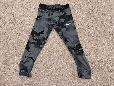 Nike Dri Fit 3/4 Compression Pants Tights LV Black Gray Silver Camo Camouflage M • $20