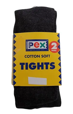 £12.99 • Buy Pex Cotton Soft Sunset 2 Pair's Girl's Tights Colour Charcoal Grey