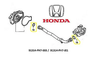 (2) OEM Honda Water Pump Hose Pipe Thermostat Coolant Connecting Pipe O-Rings  • $6.95