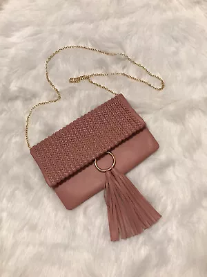 Vieta Handbag / Crossbody Clutch With Gold Chain Pursewood Rose! Nwot • $14