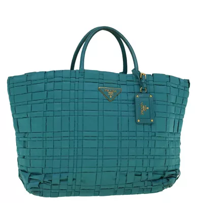 PRADA Tote Bag Nylon Turquoise Blue Auth 59237 • $240