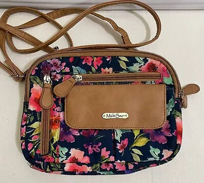 Multi Sac Crossbody Purse  7 Zip Pockets Plus 6 Other Compartments Floral • $14.99