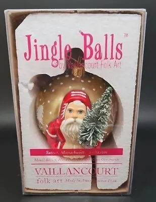 Vaillancourt Jingle Balls Santa Father Christmas With Tree Glass Ornament NEW • $41