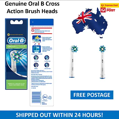 $14.95 • Buy Genuine Cross Action Braun Oral B Replacement Electric Toothbrush Heads 2 PK