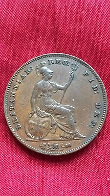 Queen Victoria 1854 Penny EF Plain Trident Stunning Copper Coin • £115