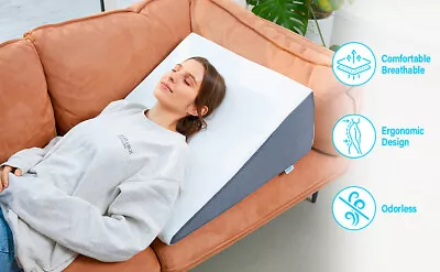 24x24x8  Gel Memory Foam Bed Sleeping Wedge Pillow With Removable Washable Cover • $38.99