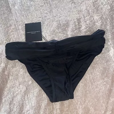 Forever Unique Black Ruffle Bum Bikini Bottom Brazilian Itsy Cheeky New UK 12 10 • £15