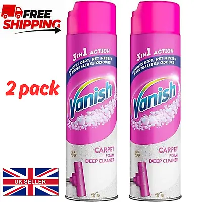 2 X Vanish Gold Carpet Cleaner Care Foam Upholstery Dirt & Stain Remover 600ml • £14.95