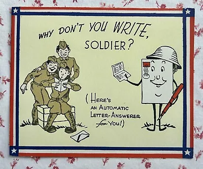 Vintage 1940s WWII Era Army Military Soldiers Anthropomorphic Envelope Card • $11.50