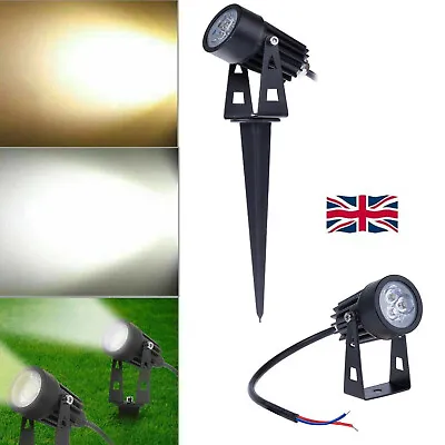 Mini 3W Garden Spike Spot Light Waterproof LED Outdoor Garden Yard Lawn Lamp UK • £5.99