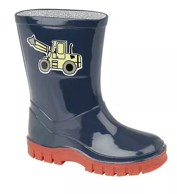 Boys Digger WELLIES WELLY BOOTS Wellington Boots Childrens Wellies Infants • £4.40