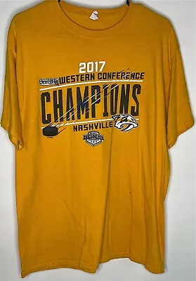 2017 Nashville Predators NHL Large T Shirt Yellow Adult Short Sleeve T Shirt • $18