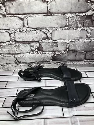 Born Black Leather Ankle Strap Casual Flats Sandals Women Sz 7.5M US/38EU • $21.52