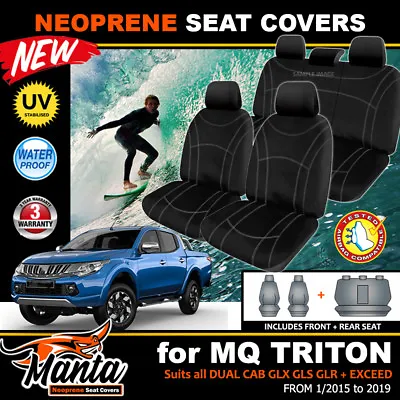 $274.55 • Buy Manta Neoprene Seat Covers Mitsubishi Triton MQ Dual Cab 2Rows GLX GLS 6/2015-19