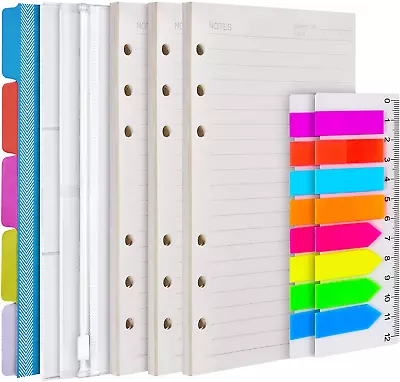 A6 Refill Paper 3 Pack 6 Ring Planner Binder Refillable 5Pcs Binder Dividers  • $9.75