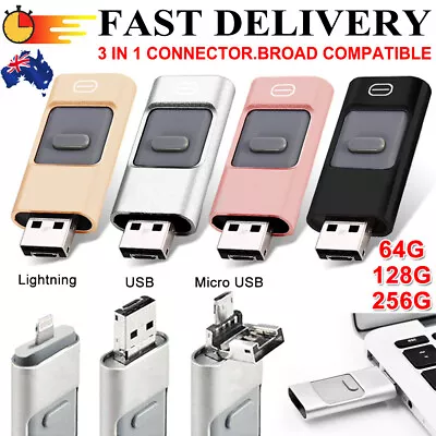 256GB I Flash Drive USB Memory Stick HD U Disk 3 In 1 For Android IOS IPhone PC^ • $21.99