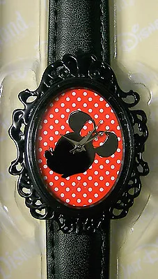 Disney Minnie Mouse Silhouette Silver Hands Black Filigree Women's Fashion Watch • $49.95