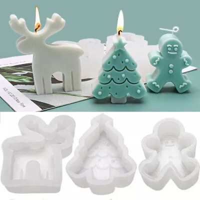 £6.64 • Buy Silicone Mould 3D Art Wax Mold Christmas Candle Mold Snowman Tree Making Molds