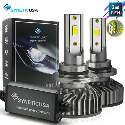 Syneticusa 9012 LED Headlight CSP Bulbs Conversion Kit High/Low-Beam 6000K White • $34.90