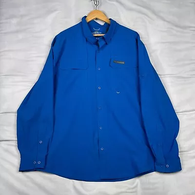 Cabelas Shirt Mens 2XL XXL Blue Guidewear Vented Fishing Long Sleeve • $12.88