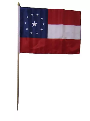 12x18 12 X18  1st National Stars & Bars 11 Middle Star Stick Flag Wood Staff • $9.88