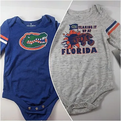 Infant Colosseum Royal Florida Gators Bodysuit Size 12-18 MO 2 Pack Long Sleeve  • $24.97