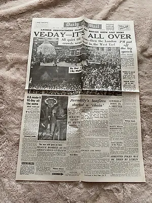 WW2 VE Day All Over Mail May 8 1945 REPRINT Newspaper  • £3.95