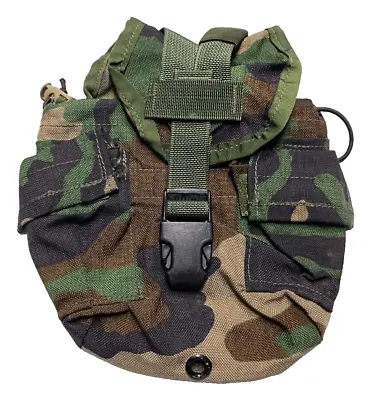 USGI Military 1 QT ARMY MOLLE WOODLAND CAMO Utility Canteen Cover Pouch MINT • $38.90