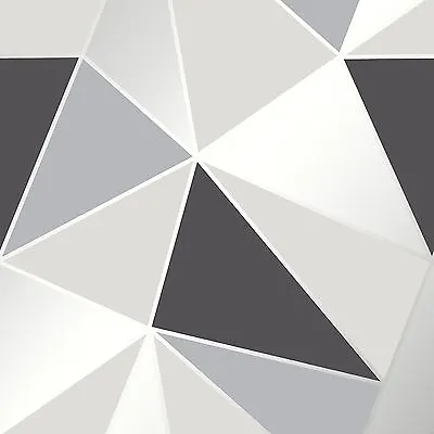 Apex Geometric Wallpaper Black / Silver - Fine Decor Fd41994 Luxury • $30.45